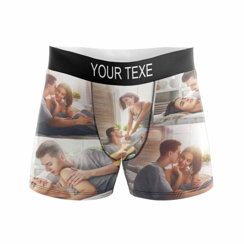 FacePajamas Men Underwear Custom Waistband Boxer Briefs Couple Memory Personalized Photo&Text Underwear for Men Best Gifts