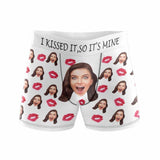 FacePajamas Men Underwear Custom Waistband Boxer Briefs I Kissed It Girlfriend Personalized Face Design Underwear for Men Valentine's Day Gift