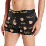 FacePajamas Men Underwear Custom Waistband Boxer Briefs Men's Personalized Happy Birthday Underwear with Custom Text