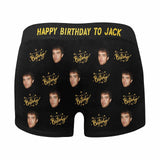 FacePajamas Men Underwear Custom Waistband Boxer Briefs Men's Personalized Happy Birthday Underwear with Custom Text