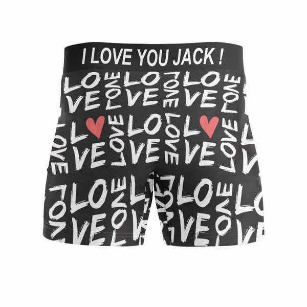 FacePajamas Men Underwear Custom Waistband Boxer Briefs Our Love Story Personalized Photo&Text Design Funny Underwear for Men Gift