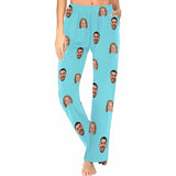 FacePajamas Pajama Cyan Pants / XS Custom My Family Face Nightwear Personalized Women's Slumber Party Long Pajama Shirt&Pants