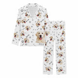 FacePajamas Pajama Dog / XS Custom Name&Photo Pajamas My Pet Cat Paw and Fish Bone Sleepwear Personalized Women's Long Pajama Set