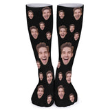 FacePajamas Sublimated Crew Socks-2WH-SDS Face on Socks Custom Black Background Personalized Sublimated Crew Socks Gift Idea For Men Women