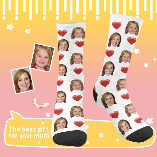 FacePajamas Sublimated Crew Socks Face on Socks Custom Face Mother's&Father's Day Affection Love Sublimated Crew Socks for Parents