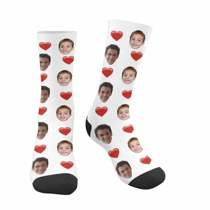 FacePajamas Sublimated Crew Socks Face on Socks Custom Face Mother's&Father's Day Affection Love Sublimated Crew Socks for Parents