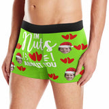 FacePajamas Underwear Face with Santa Hat / Green / XS Custom Face Boxer Briefs I'm Nuts About You Personalized Photo Undies Face Boxer Underwear Valentine's Day for Him