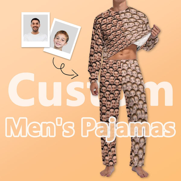FacePajamas Pajama Fathers Day Pajama Set Custom Face Seamless Dad Love Kids Sleepwear Personalized Photo Men's Pajamas