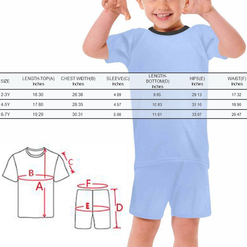 FacePajamas Pajamas First Day of School-Custom Face T-Shirt&Shorts Set Personalized Kid's Short Sleeve Pajama Set 2-7Y Boys