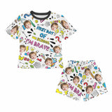 FacePajamas Pajamas First Day of School-Custom Face T-Shirt&Shorts Set Personalized Kid's Short Sleeve Pajama Set 2-7Y Boys