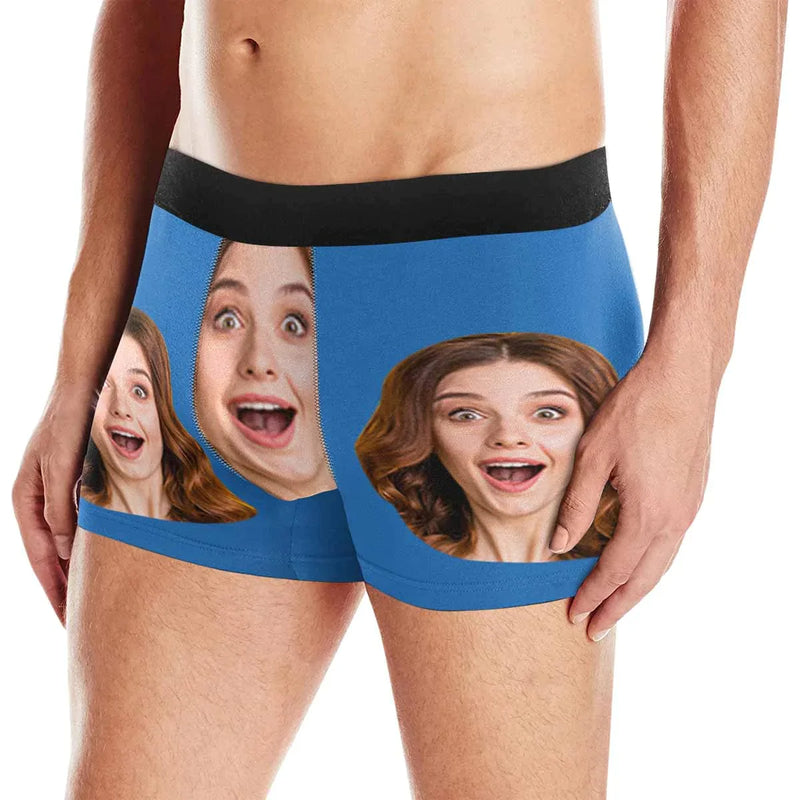 FacePajamas Underwear For Men / Blue / XS Custom Couple Matching Lingerie Briefs Personalized Girlfriend Face Underwear For Couple Gifts Made for Your Gift
