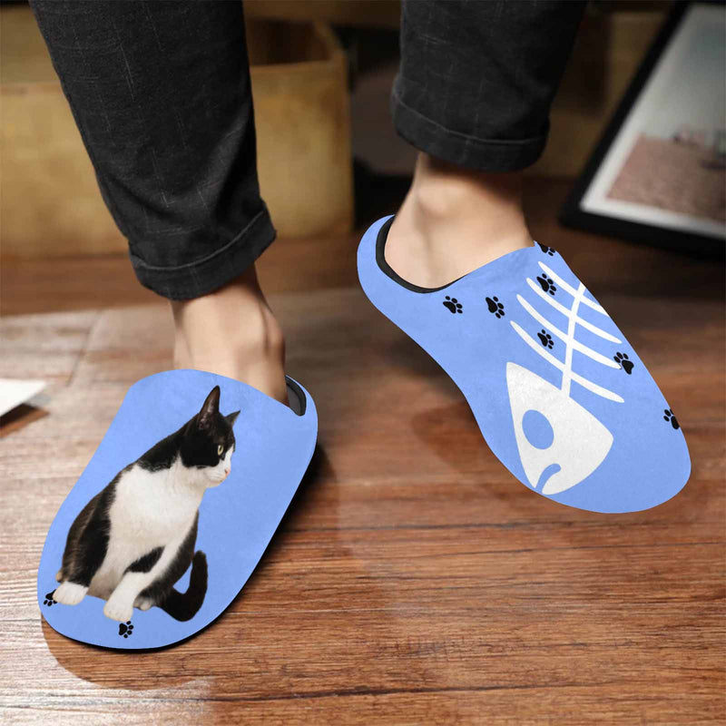 FacePajamas Slippers For Men / S Couple Gift Custom Pet Face Cat Bone All Over Print Personalized Non-Slip Cotton Slippers For Girlfriend Boyfriend