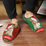 FacePajamas Slippers For Men / S Couple Gift Red Green Custom Pet Cat Photo All Over Print Personalized Non-Slip Cotton Slippers For Girlfriend Boyfriend
