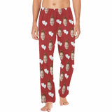 FacePajamas Pajama Shirt&Pants For Men / S Custom Couple Face White Hearts Red Background Sleepwear Personalized Women's&Men's Slumber Party Long Pajama Pants