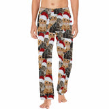 FacePajamas Pajama Shirt&Pants For Men / S Custom Face Pet Cat Christmas Red Hat Sleepwear Personalized Women's&Men's Slumber Party Long Pajama Pants