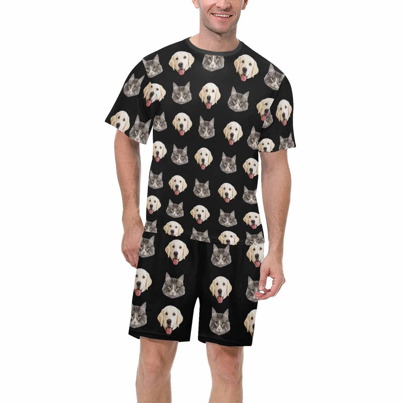 FacePajamas Pajama For Men / S Custom Pet Face Couple Pajamas Personalized Dog&Cat Couple Matching Crew Neck Short Pajama Set