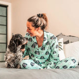 FacePajamas Pajama For Women / Green / XS Custom Pet Face Sleepwear Women's Lightweight Long Pajama Set