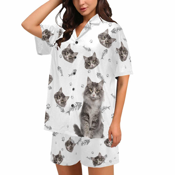 FacePajamas Pajama For Women / S Custom Pet Matching Pajamas Personalized Face Dog&Cat Couple Matching V-Neck Short Pajama Set Gifts for Couples
