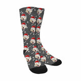 FacePajamas Sublimated Crew Socks Gray / Christmas Custom Dog Face Socks Funny Printed Photo Pet Socks Personalized Picture Sublimated Crew Socks