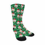 FacePajamas Sublimated Crew Socks Green / Christmas Custom Dog Face Socks Funny Printed Photo Pet Socks Personalized Picture Sublimated Crew Socks