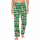 FacePajamas Pajama Shirt&Pants Green / For Men/S Custom Face Christmas Red Hat Snowflake Sleepwear Personalized Women's&Men's Slumber Party Long Pajama Pants