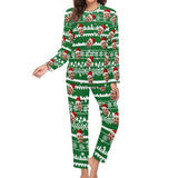 FacePajamas Pajama Green / Women/XS Custom Face Christmas Pattern Sleepwear Personalized Family Matching Long Sleeve Pajamas Set