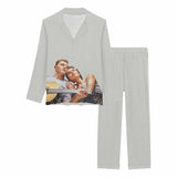 FacePajamas Pajama Grey / XS Custom Photo Pajamas Loving Couples Sleepwear Personalized Women's Slumber Party Long Pajama Set