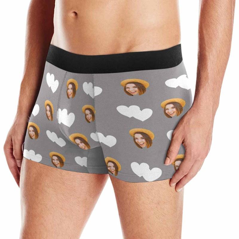 FacePajamas Underwear Grey / XS Personalized Underwear Men's With Face Custom Boxer Briefs With Face Funny Boyfriend Gifts Girlfriend Gifts For Valentine Day