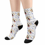 FacePajamas Sublimated Crew Socks Happy Mother's Day | Custom Socks with Dog Face Printed Paw&Bone Pet Socks Personalized Sublimated Crew Socks for Mom