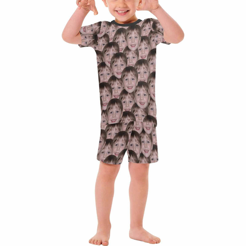 FacePajamas Pajamas #Holiday Special Pajamas #Father's Day #Parent Child Clothing-Custom Face Seamless Crew Neck Short Pajama Set For Holiday Gift