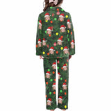FacePajamas Kids Pajama Kid's Christmas Pajamas Green Custom Sleepwear with Face Christmas Red Hat Personalized Pajama Set For Boys&Girls 2-15Y