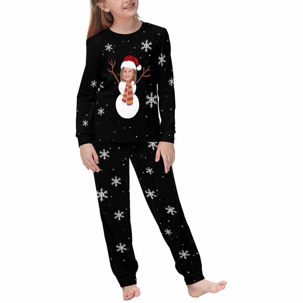 FacePajamas Pajama Kids/6-7Y(XS) Custom Face Christmas Dwarf&Snowman Sleepwear Personalized Family Slumber Party Matching Long Sleeve Pajamas Set