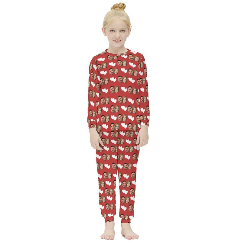 FacePajamas Pajama Kids/6-7Y(XS) Personalized Love Heart Pajamas Loungewear Custom Face Family Matching Long Sleeve Pajama Set