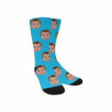 FacePajamas Sublimated Crew Socks Kids / Blue Socks with Face Print Your Picture Personalized Sublimated Crew Socks Unisex Gift for Men Women