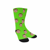 FacePajamas Sublimated Crew Socks Kids / Green Socks with Face Print Your Picture Personalized Sublimated Crew Socks Unisex Gift for Men Women
