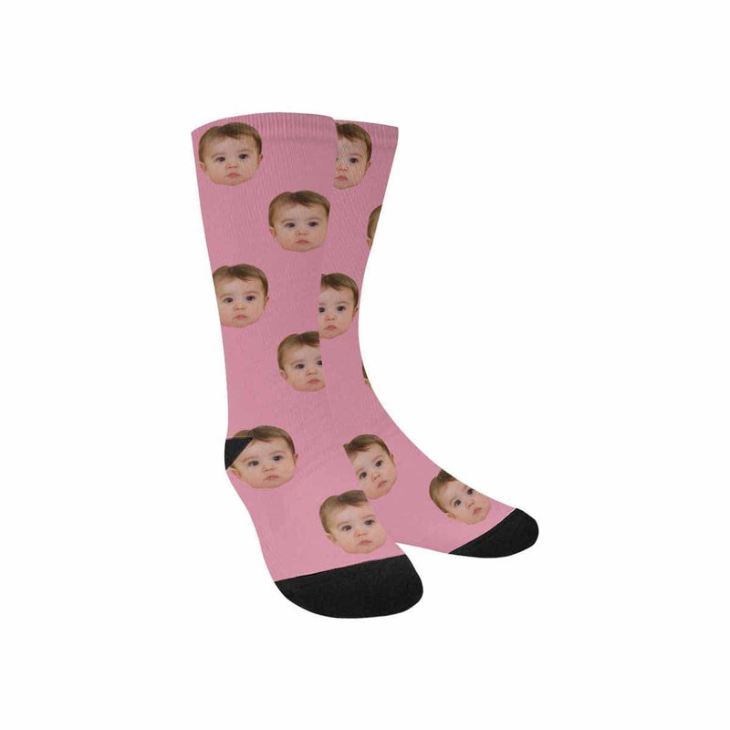FacePajamas Sublimated Crew Socks Kids / Pink Socks with Face Print Your Picture Personalized Sublimated Crew Socks Unisex Gift for Men Women