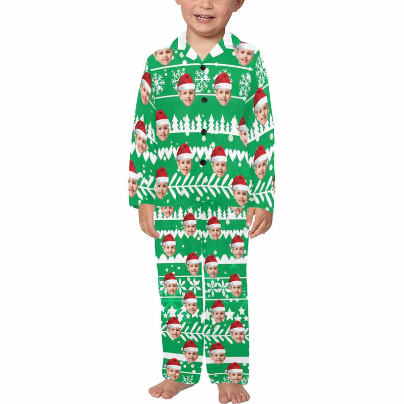 FacePajamas Kids Pajama Little Boy/Green / 2-3Y Kid's Pajamas Custom Sleepwear with Face Personalized Christmas Pajama Set For Boys&Girls 2-15Y