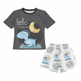 FacePajamas Pajama Little Boy Pajamas Custom Baby Name Night Sea Turtle Personalized Kids' Short Sleeve Pajama Set For Boys 2-7Y