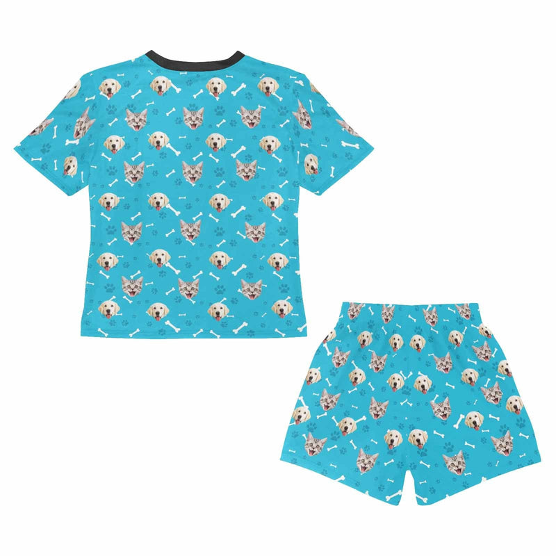 FacePajamas Pajama Little Boy Pajamas Custom Pets Face Little Bone Personalized Kids Short Sleeve Pajama Set For Boys 2-7Y