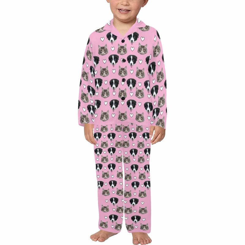 FacePajamas Kids Pajama Little Boy/Pink / 2-3Y Kid's Pajamas Custom Sleepwear with Pet Dog Face Personalized Pajama Set For Boys&Girls 2-15Y