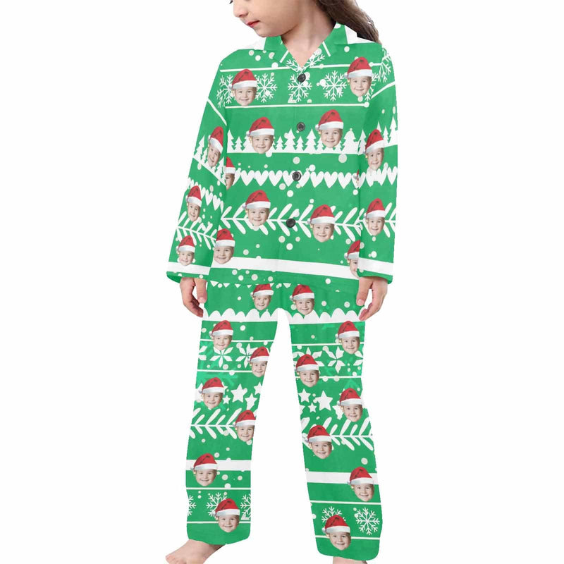 FacePajamas Kids Pajama Little Girl/Green / 2-3Y Kid's Pajamas Custom Sleepwear with Face Personalized Christmas Pajama Set For Boys&Girls 2-15Y