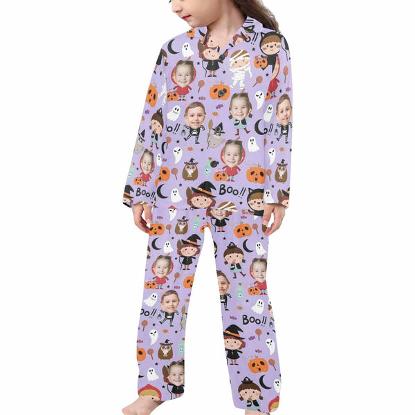 FacePajamas Kids Pajama Little Girls / 2-3Y Kid's Pajamas Purple Custom Sleepwear with Face Little Monster Personalized Halloween Pajama Set For Boys&Girls 2-15Y