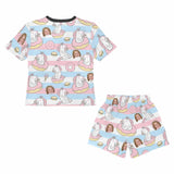FacePajamas Pajama Little Kids Pajamas Custom Face Donut Nightwear Personalized Short Sleeve Pajama Set For Girls 2-7Y