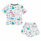 FacePajamas Pajama Little Kids Pajamas Custom Name Cartoon Nightwear Personalized Short Sleeve Pajama Set For Girls 2-7Y
