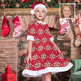 FacePajamas Christmas Dress-2ML-SDS M Custom Face Snowflake Red Background Chrismas Nightdress Personalized Christmas Dress Pajamas For Girls