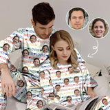 FacePajamas Pajama Matching Pajamas For Couples Custom Face Colorful Text Loved Couple Matching Pajama Set