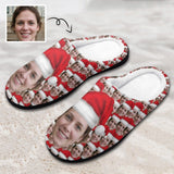 FacePajamas Slippers-2YX-SDS MEN / 7-8(40-41) Custom Face Seamless Photo Christmas Hat Women's All Over Print Cotton Slippers