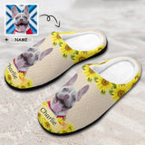 FacePajamas Slippers-2YX-SDS MEN / 7-8(40-41) Custom Pet's Photo  & Name Sunflower All Over Print Cotton Slippers