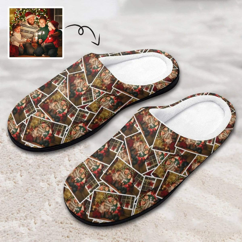 FacePajamas Slippers-2YX-SDS MEN / 7-8(40-41) Custom Photo Seamless Family Women's All Over Print Cotton Slippers