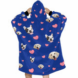 FacePajamas Pajama Men / Blue Custom Pet Face Blanket Hoodie Personalized Oversized Hoodie Fleece Blanket Warm Hoodie Dog Lover Gift